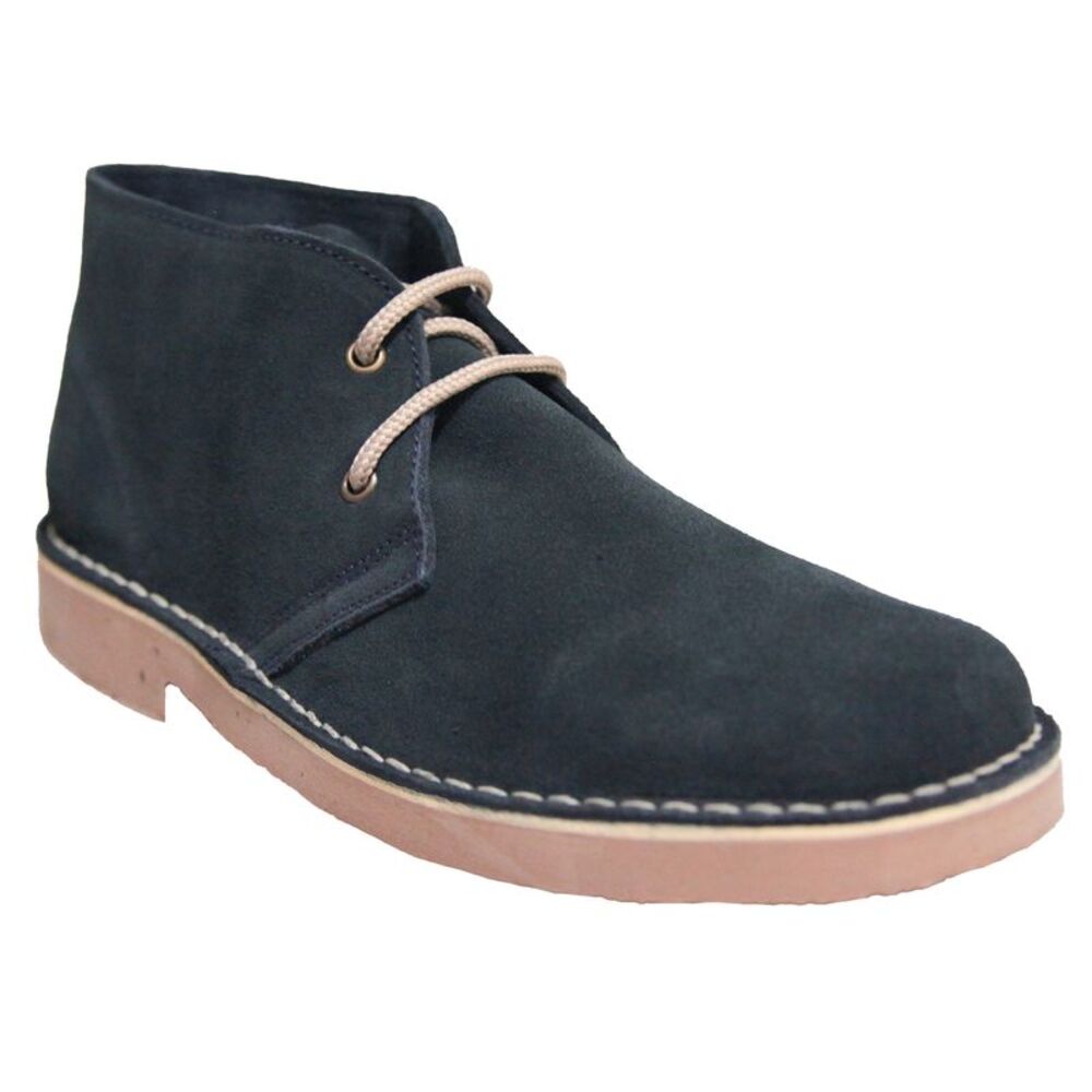 Roamers Mens Real Suede Unlined Desert Boots / Navy Blue